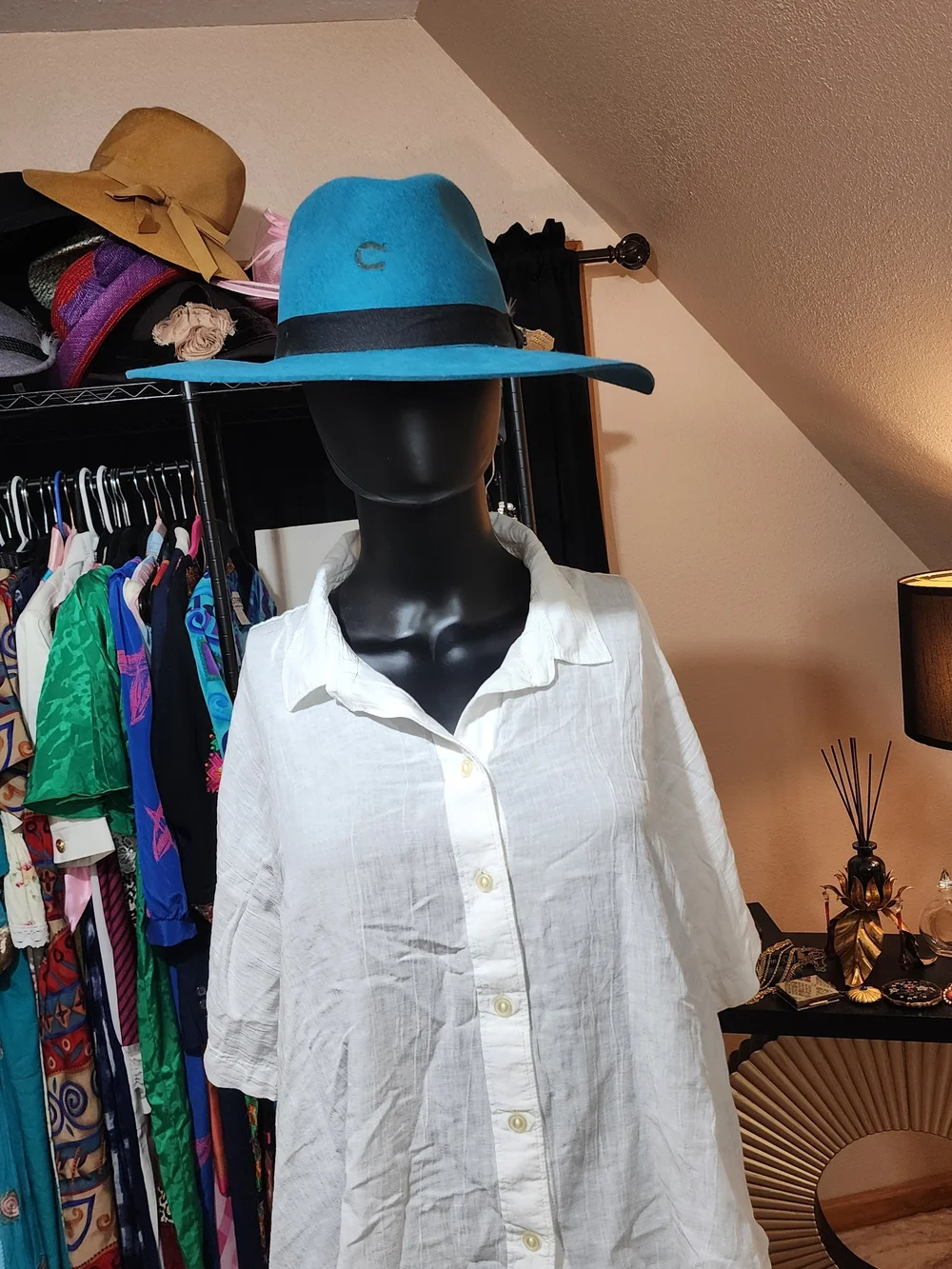Teal Wool Fedora with Contrast Band
